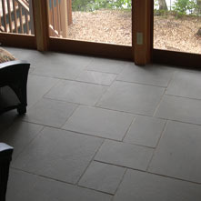 Random pattern Blue Select interior patio set in cement