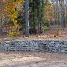 This fieldstone retaining wall was artfully crafted in the historic district of a New England town